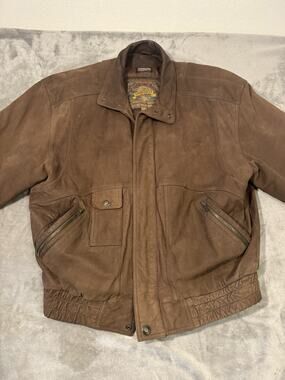 Vintage 90s Wilsons Adventure Bound Men's MEDIUM Brown Leather Bomber Jacket